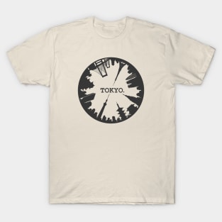 Tokyo Japan Landmarks - Circular Skyline Design T-Shirt